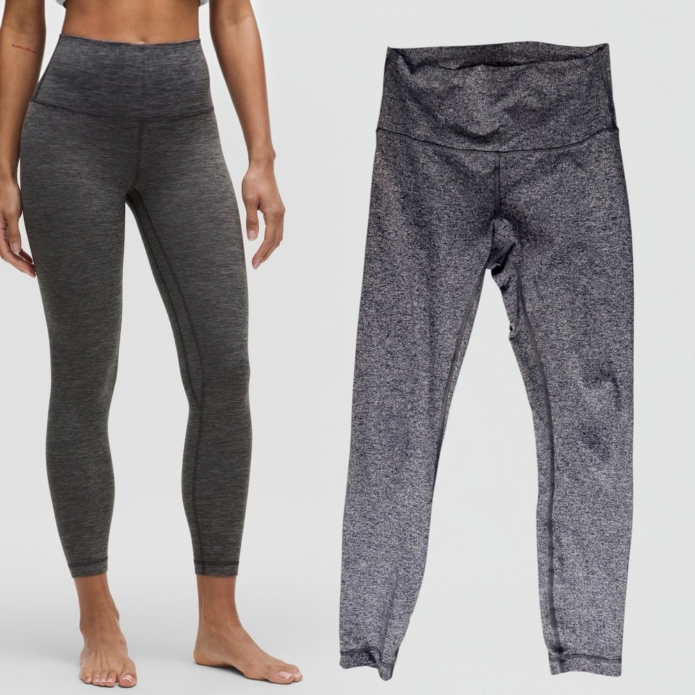 Lululemon Align High Rise Tight Leggings Heathered Black Space Dye Size 6